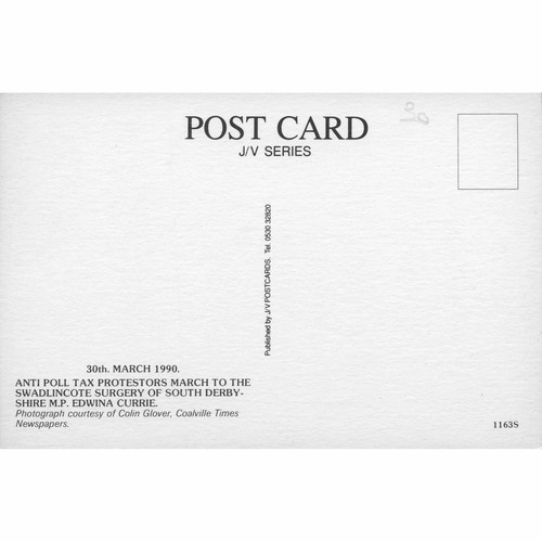 J/V Series Documentary Postcard 'Anti Poll Tax Protestors' 1990 - Foto 2 di 2