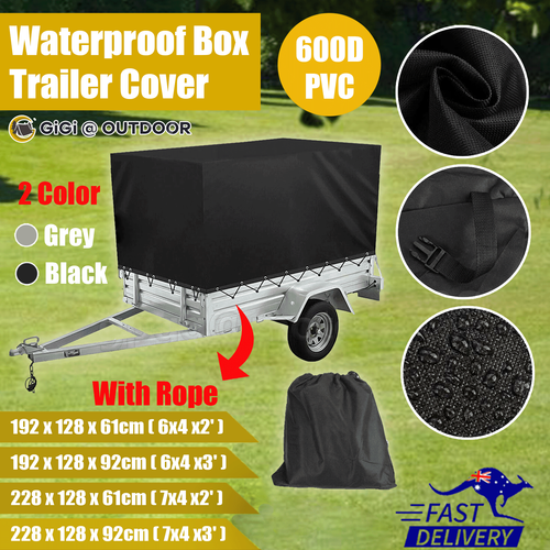 AU 600D Waterproof Box Trailer Cover PVC Tarpaulin Protector With