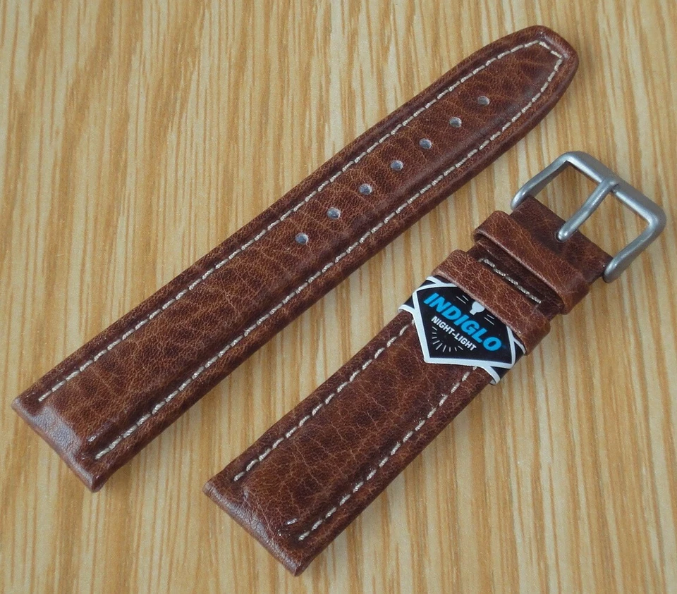 Nautica Cronógrafo Indiglo Cuero Genuino Banda Marrón 20mm/18 -Austria, Nuevo Nuevo de Lote Antiguo Foto 3 de 4