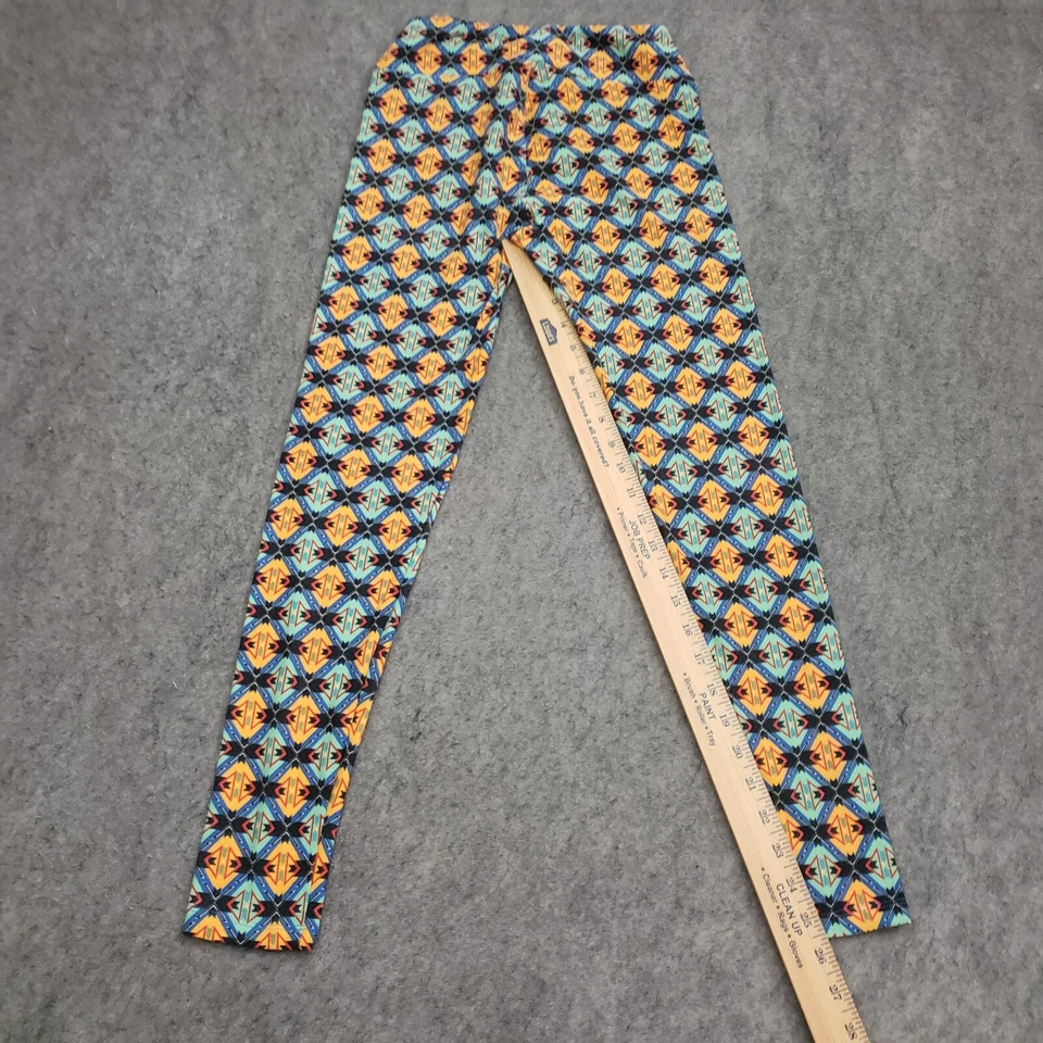 Lularoe Leggings Mujer Talla Única Azul Amarillo Pantalones Informales Azteca Damas 24x26 Foto 4 de 4