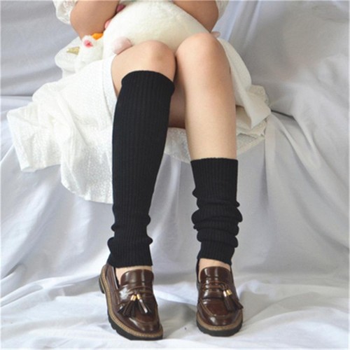 Winter Wool Women Leg Warmers Crochet Knit Ribbed Knee High Solid Boot Sock US - Picture 10 of 17