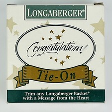 Longaberger baskets Congratulations Tie On Vintage 1994 New in Box, USA Made