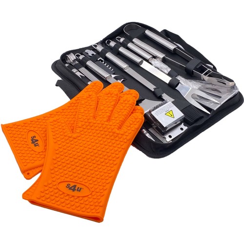BBQ Tool Set Stainless Steel Outdoor Grill Utensil Cooking Cutlery Kit with Case - Picture 10 of 17