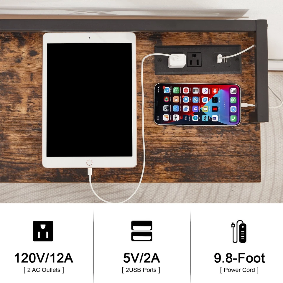 Console Table with Power Outlet 39/55/70" Long Narrow Sofa Entryway Side Table - Image 4 of 4