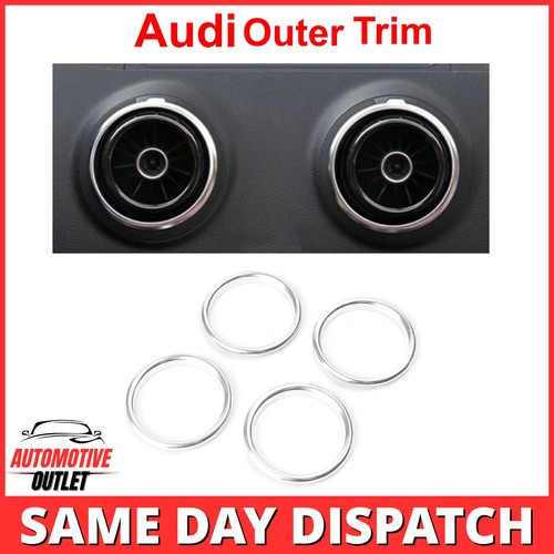 4X OUTER AIR VENT RING COVER TRIM OUTLET FOR AUDI A3 S3 RS3 8V 2012-2019, SILVER