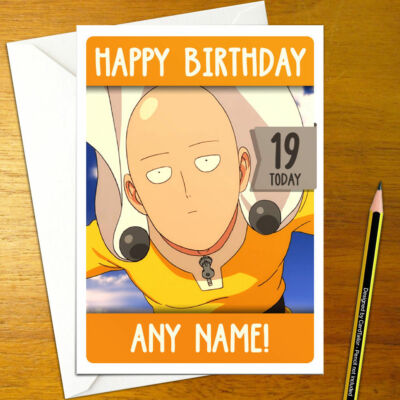 One Punch Man Personalised Birthday Card A5 Japanese Anime Saitama Funny Ebay