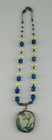 Handmade NECKACE Broken China Pendent Pottery Shard & Glass Beaded 8.5" Long