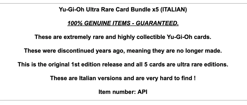 Yu-Gi-Oh ULTRA RARE 5 Card Bundle 1st Edition Italian Movie Promo Vintage YuGiOh - Image 2 of 4