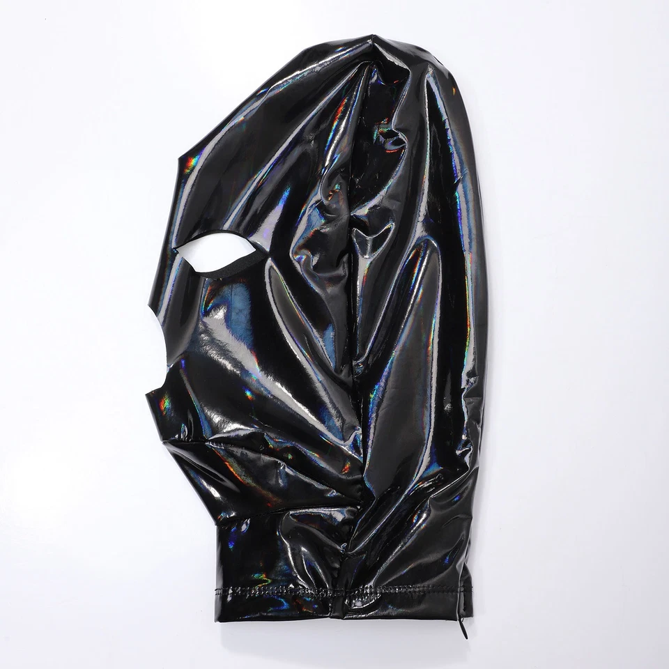 Nightclub Full Face Cover Balaclava Headgear Latex Masks Hood Back Zipper - Image 4 of 4