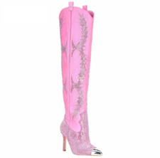 Womens Pointy Toe Glitter Over The Knee Thigh...