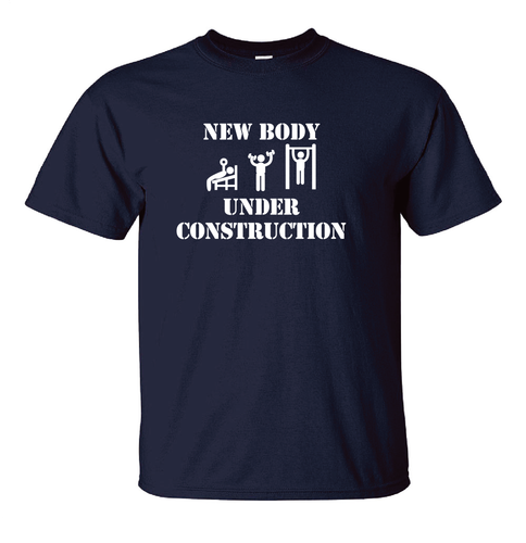 New Body Under Construction T-Shirt Novelty Gym, Keep fit, Weight Training Tee - Picture 15 of 15