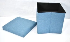 Cosaving Folding Storage Ottoman Storage Cube Seat Foot Rest 11.8" x 11.8" Teal