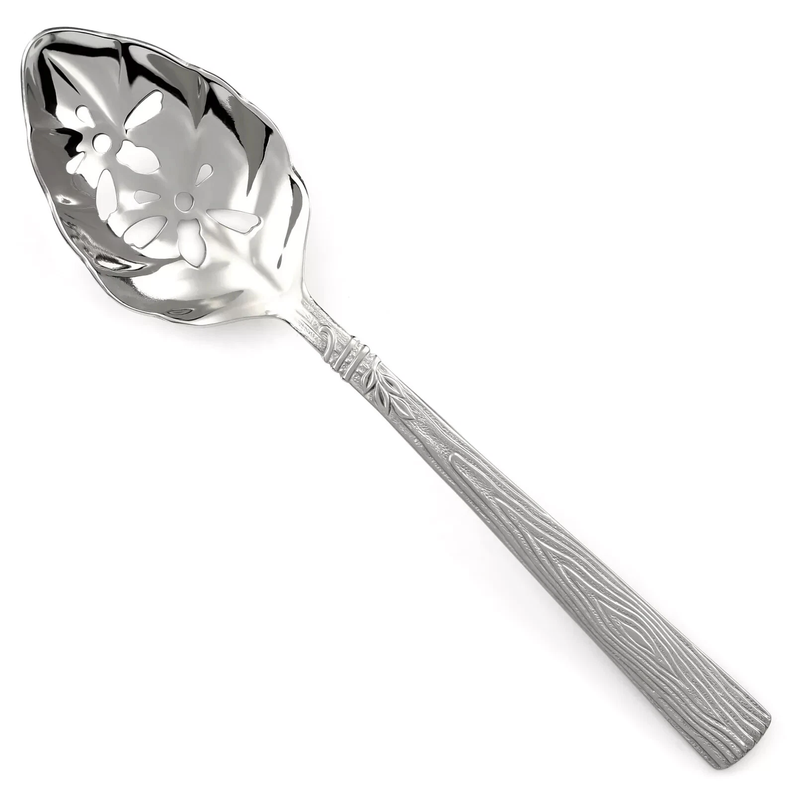 Pfaltzgraff NATUREWOOD Stainless Pierced Serving Spoon 18/8 Korea 10 1/4"