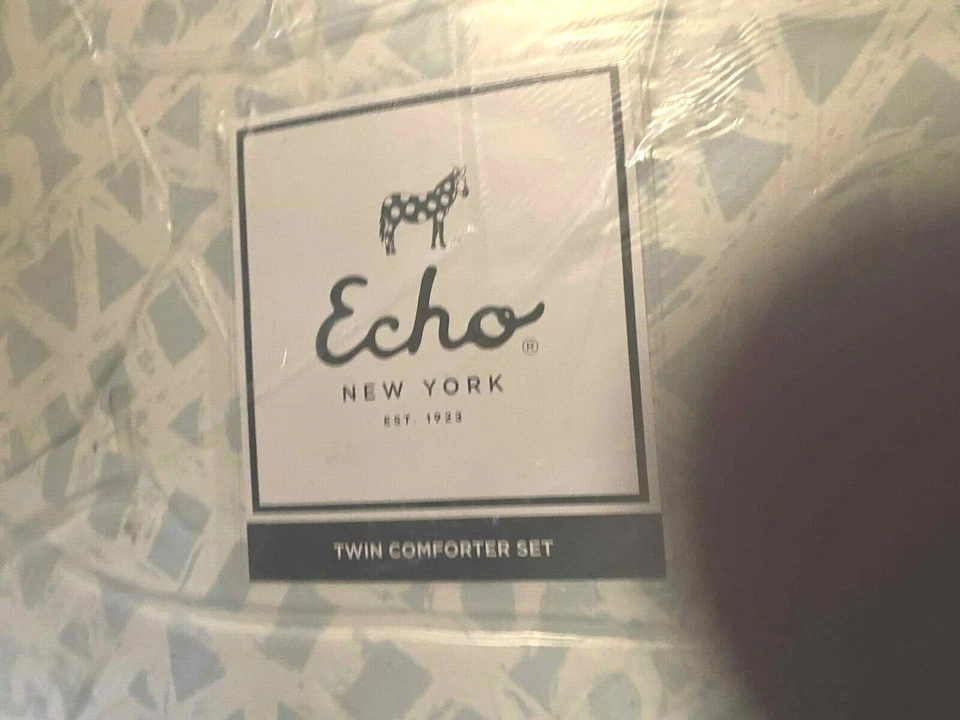 NUEVO ECHO 'MYKONOS' TWIN JUEGO DE EDREDÓN 1 FALDA DE CAMA FALSA ALGODÓN LAVABLE A MÁQUINA Foto 3 de 4