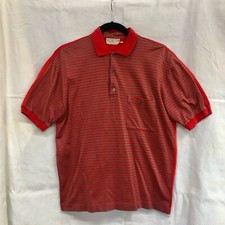 Men's 1980s Valentino Striped Henley Casual Stretch Cotton Summer Golf Shirt