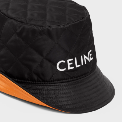Celine Paris Black Quilted White Logo Nylon Twill Orange Sun Celine Paris Black Quilted White Logo Nylon Twill Orange Sun