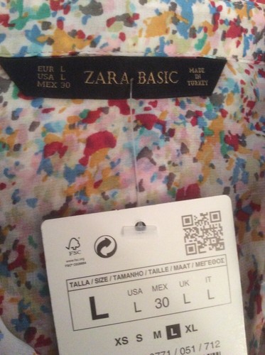 NWT Zara Paint Splatter Print Woman's Blouse Size Large - Picture 6 of 6