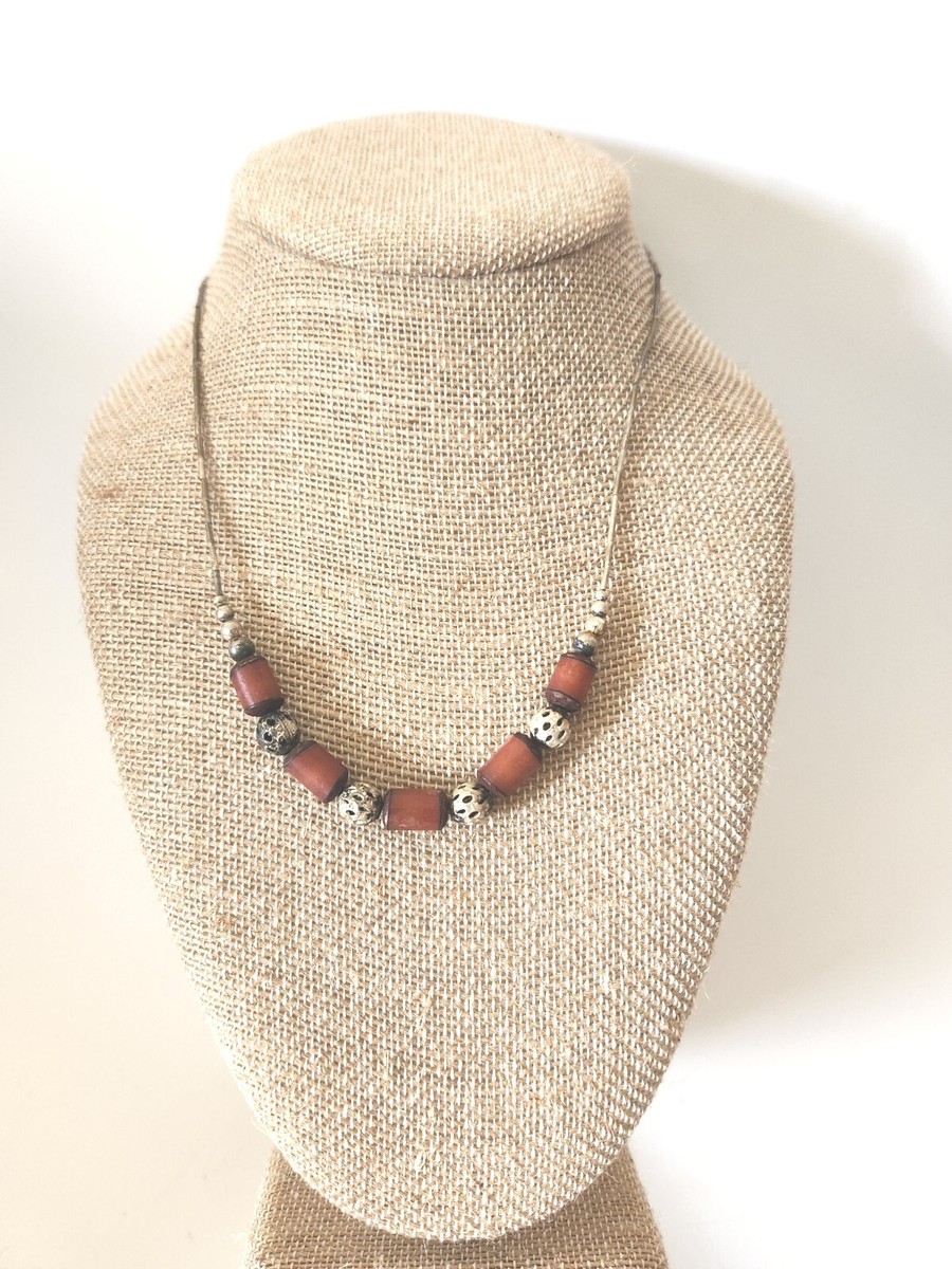 Vntg Navajo Liquid Silver And Trade Beads Necklace | eBay