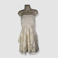 $690 Ulla Johnson Women's Ivory Savannah Embroidered Halter Mini Dress Size 10
