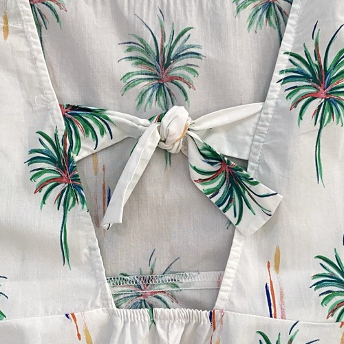 Zara Palm Trees Print Tie Back White Peplum Tank Top Girl's Size 13 - 14 - Picture 3 of 12