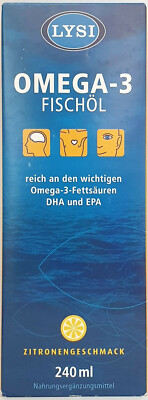 2x Lysi Omega-3 Fischöl (2x240ml) mit DHA und EPA + Gratiszugabe