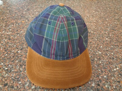 J.CREW Plaid Baseball Cap w Suede Brim Ocean Madras Snap  display picture 3
