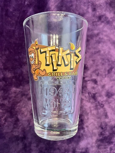 New Tikis Grill and Bar Waikiki "1944 Mai Tai" 6” Glass Pint Hawaii