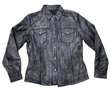 Womens Element Gray Distressed Look Leather Motorcycle Biker Jacket Large