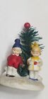 Rare antique bisque German snow baby snowbaby boy & girl in snow w feather tree