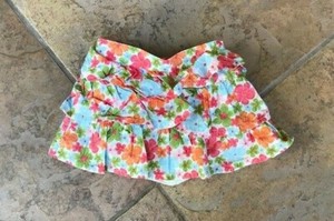 Gymboree HULA BABY Vintage EUC 12-18 months Orange/blue flower ruffle skort