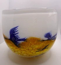 SIgned Severin Brorby Hadeland Glass HEAVY Flying Geese Bowl Vase
