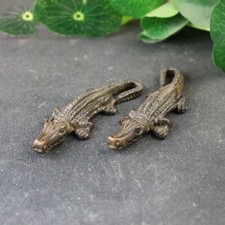 Statua coccodrillo rame massiccio 1 paio ornamento animale alligatore statuina artigianato