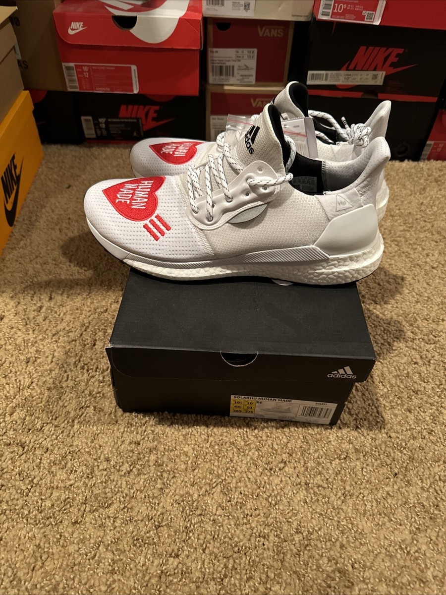 NEW Size 10.5 - Adidas Human Made x Solar Hu Love White Red NEW Size 10.5 - Adidas Human Made x Solar Hu Love White Red