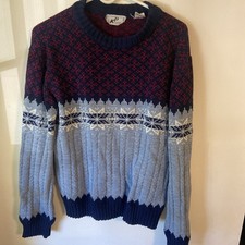 Vintage KP Collection Knit Sweater with Winter Design Multi Colors Size Large