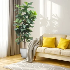 Fiddle Leaf Fig Tree Artificial Tall Faux Fiddle Leaf Fig Tree with Plant Pot