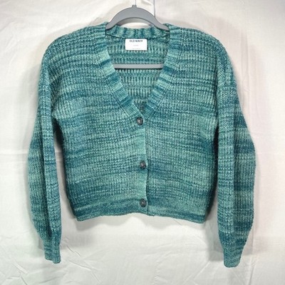 Old Navy Cardigan Sweater Girls XL  (14-16) Blue Marl Knit Button Front casual