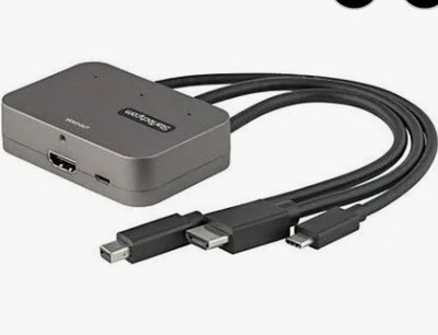 StarTech.com 3-in-1 Multiport to HDMI Adapter - 4K 60Hz USB-C, HDMI or Mini D...