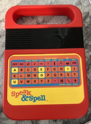 Speak & Spell Electronic Learning Toy Red Yellow Tested Works Basic Fun 09624