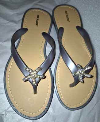 NWOB Women's Joe Boxer Starfish Casual Thong Flip Flops Sandals Shoes Gray 7/8