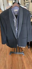 Perry Ellis Black Tux w/ Haggar Pants, Van Heusen Shirt Vest Cumberbund 46L Wool