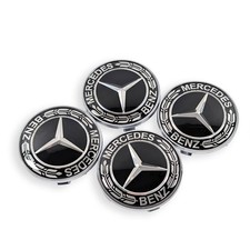 Nabendeckel Satz Schwarz Lorbeerkranz für Mercedes-Benz Durchmesser 68 mm Neu