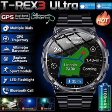 Montre Connectée GPS Militaire 5ATM Étanche AMOLED 1100mAh Homme