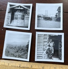 4 small photos Military, 2 Soldiers on the Porch of Barracks, other Photos Area