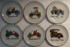Antique Car 4” Collector Gold Rimmed Porcelain Plates Japan Lot Of 6 (Some Wear) — photo 1