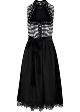 2-tlg Set Dirndl mit Samtrock Gr 36-54 Schwarz Wollweiß Trachten Wiesn Kleid Neu