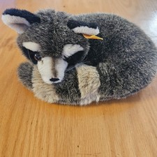 Vintage Steiff Raccoon Plush Stuffed Toy Small Gray Brown West Germany 2060/0
