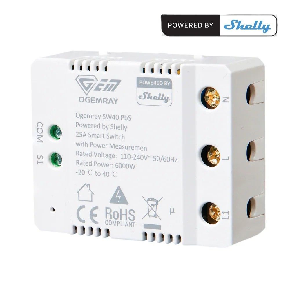 Shelly Ogemray 25A Relè Smart: 6kW, Scripting MQTT e Monitoraggio PM