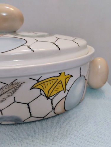 Vintage Franci Villa Vanilla Palm Beach Casserole/ Lid Chicken Egg 1.5 Quart - Bild 3 von 12
