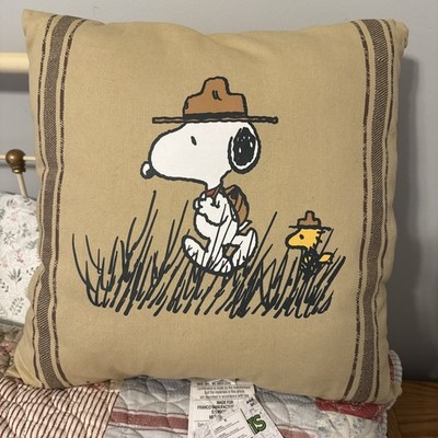 Happy Campers Live Here Snoopy Peanuts Pillow NWT