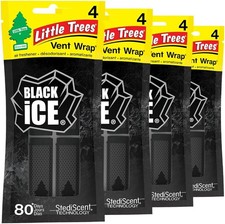 LITTLE TREES Vent Wrap Car Air Freshener, Black Ice Scent, 16 Pack, Long Lasting